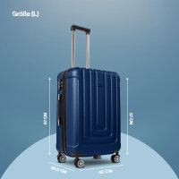 Reisekoffer L Dunkelblau und Ergonomisches Nackenkissen Koffer mit 4 laufruhigen Rollen (360° Doppelspinnerräder) , ABS Trolley, TSA Zahlenschloss, Teleskopgriff