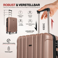 Reisekoffer M Rose Gold und Ergonomisches Nackenkissen Koffer mit 4 laufruhigen Rollen (360° Doppelspinnerräder) , ABS Trolley, TSA Zahlenschloss, Teleskopgriff