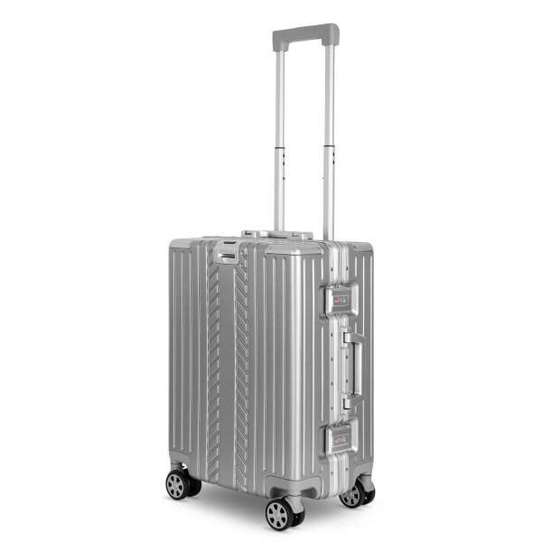 WINLIFE® Größe M Reisekoffer Alu-Rahmen mit ABS & TSA Nummern-Schloss 53cm Kabinentrolley | Handgepäck Farbe-Silber