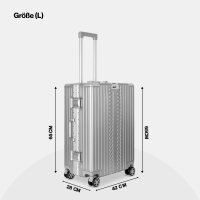 WINLIFE® 3in1 M+L+XL Handgepäck(53cm) + Checkin-Trolley(65cm) + XL Koffer(75cm) Reisekoffer SET mit Alu-Rahmen, ABS + Orange Nackenkissen & TSA Nummern-Schloss | Silber