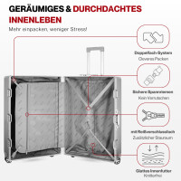 WINLIFE® Größe M, L, XL Reisekoffer Alu-Rahmen mit ABS & TSA Nummern-Schloss | Handgepäck Farbe-Silber