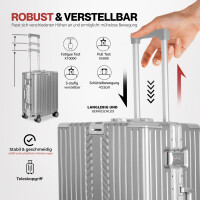 WINLIFE® Größe M, L, XL Reisekoffer Alu-Rahmen mit ABS & TSA Nummern-Schloss | Handgepäck Farbe-Silber