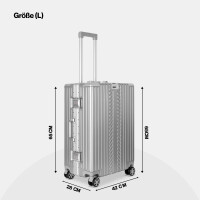 WINLIFE® Größe M, L, XL Reisekoffer Alu-Rahmen mit ABS & TSA Nummern-Schloss | Handgepäck Farbe-Silber