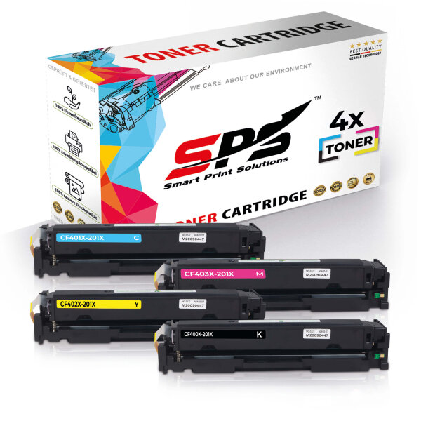 4er Multipack Set Kompatibel für HP Color Laserjet Pro 200 M252 Drucker Toners HP 201X CF400X Schwarz, CF401X Cyan, CF402X Gelb, CF403X Magenta