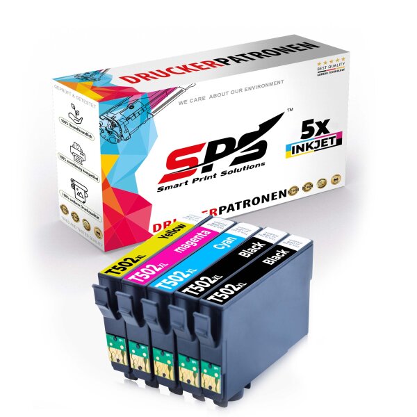 5er Multipack Set kompatibel für Epson Workforce WF-2865DWF (C11CG28404) Druckerpatronen 502XL