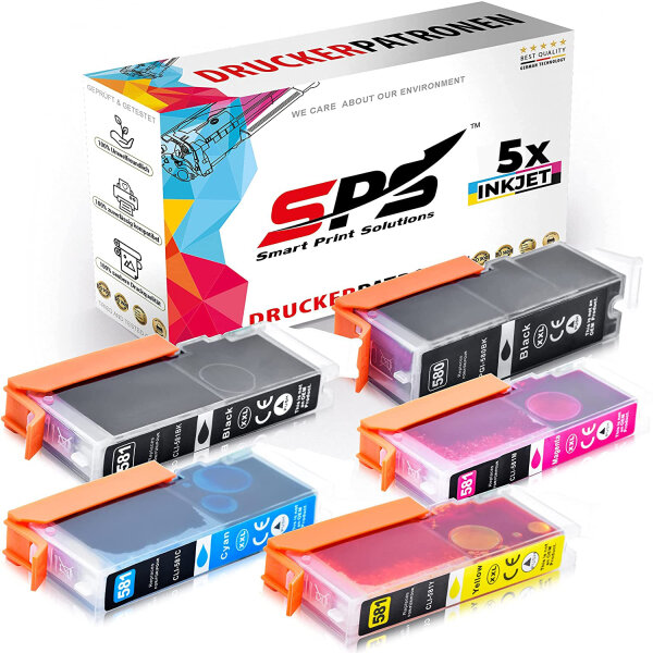 5er Multipack Set kompatibel für Canon Pixma TS8151 (2230C026) Druckerpatronen PGI-580 CLI-581 XXL