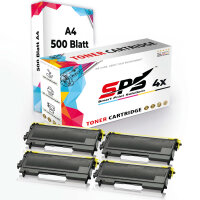 4x Multipack Set + Druckerpapier A4 Kompatibel für Brother Fax 2820 (TN-2000) Toner-Kit Schwarz