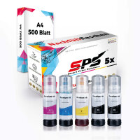 Druckerpapier A4 + 5x Multipack Set Kompatibel f&uuml;r Epson EcoTank ET-2726 Unlimited (104/C13T00P240, C13T00P340, C13T00P440, C13T00P140) Nachf&uuml;llflaschen