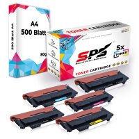 Druckerpapier A4 + 5x Multipack Set Kompatibel f&uuml;r HP Color Laser 150 a (117A/W2071A, W2073A, W2072A, W2070A) Toner
