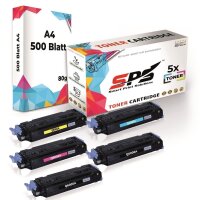 Druckerpapier A4 + 5x Multipack Set Kompatibel f&uuml;r HP Color LaserJet 1600 (124A/Q6001A, Q6003A, Q6002A, Q6000A) Toner