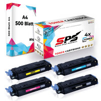Druckerpapier A4 + 4x Multipack Set Kompatibel für HP Color LaserJet 2605 (124A/Q6001A, Q6003A, Q6002A, Q6000A) Toner