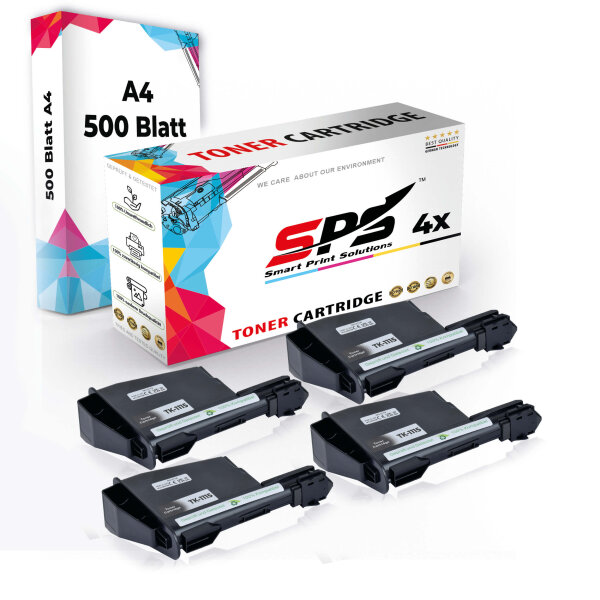 Druckerpapier A4 + 4x Multipack Set Kompatibel für Kyocera FS 1320 MFP (1T02M50NL0/TK-1115) Toner Schwarz