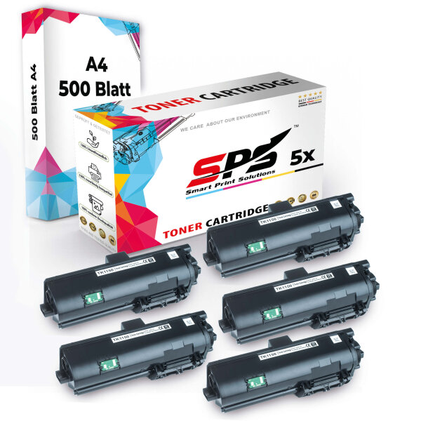 Druckerpapier A4 + 5x Multipack Set Kompatibel für Kyocera Ecosys P 2235 (1T02RV0NL0/TK-1150) Toner Schwarz