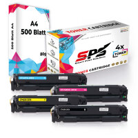 Druckerpapier A4 + 4x Multipack Set Kompatibel f&uuml;r HP Color Laserjet Pro 200 M 252 (201X/CF401X, CF403X, CF402X, CF400X) Toner