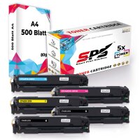 Druckerpapier A4 + 5x Multipack Set Kompatibel f&uuml;r HP Color Laserjet Pro 200 M 252 (201X/CF401X, CF403X, CF402X, CF400X) Toner