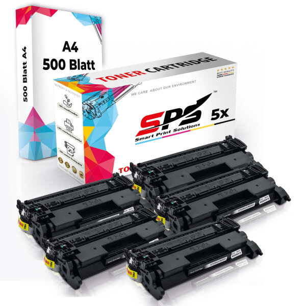 Druckerpapier A4 + 5x Multipack Set Kompatibel für Canon i-SENSYS MF 424 dw (2199C002/52) Toner Schwarz