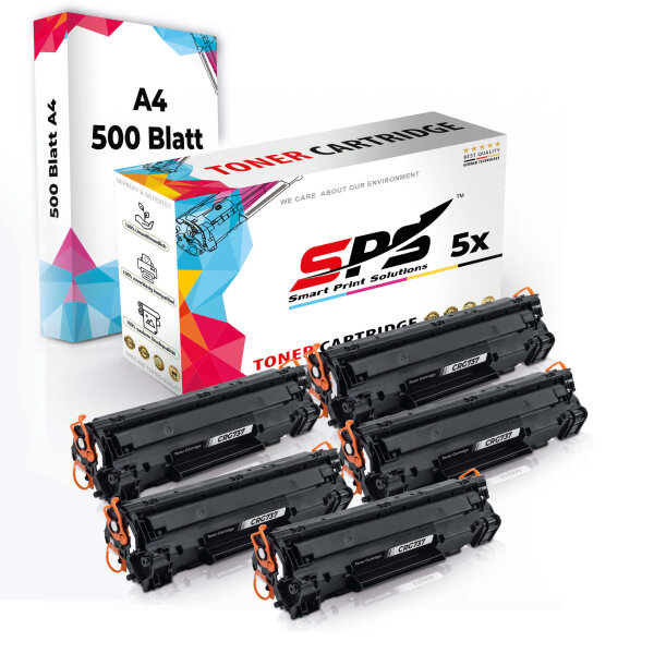Druckerpapier A4 + 5x Multipack Set Kompatibel für Canon i-SENSYS LBP-214 dw (2200C002/052H) Toner Schwarz