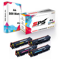 Druckerpapier A4 + 4x Multipack Set Kompatibel f&uuml;r HP Color LaserJet CP 2025 Series (304A/CC531A, CC533A, CC532A, CC530A) Toner