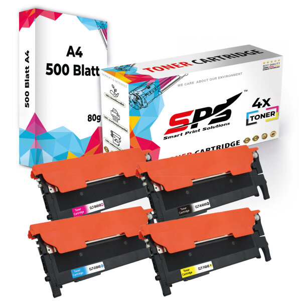 Druckerpapier A4 + 4x Multipack Set Kompatibel für Samsung Xpress C 430 (CLT-C404S, CLT-M404S, CLT-Y404S, CLT-K404S) Toner