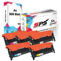 Druckerpapier A4 + 5x Multipack Set Kompatibel f&uuml;r Samsung CLP-360 Series (CLT-C406S, CLT-M406S, CLT-Y406S, CLT-K406S) Toner