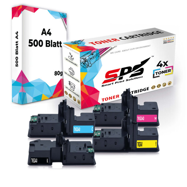 Druckerpapier A4 + 4x Multipack Set Kompatibel für OKI C 532 DN (46490607, 46490606, 46490605, 46490608) Toner