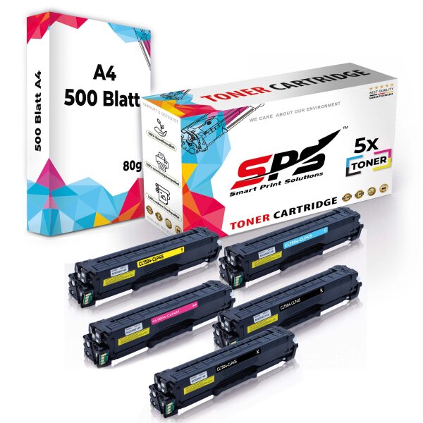 Druckerpapier A4 + 5x Multipack Set Kompatibel für Samsung CLX-4195 N (CLT-C504S, CLT-M504S, CLT-Y504S, CLT-K504S) Toner