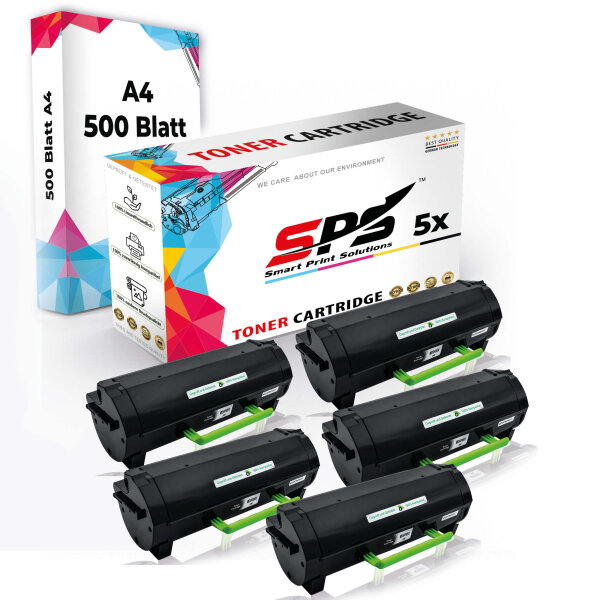 Druckerpapier A4 + 5x Multipack Set Kompatibel für Lexmark MS 310 (50F2H00/502H) Toner Schwarz