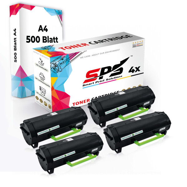 Druckerpapier A4 + 4x Multipack Set Kompatibel für Lexmark MX 417 de (51B2H00) Toner Schwarz