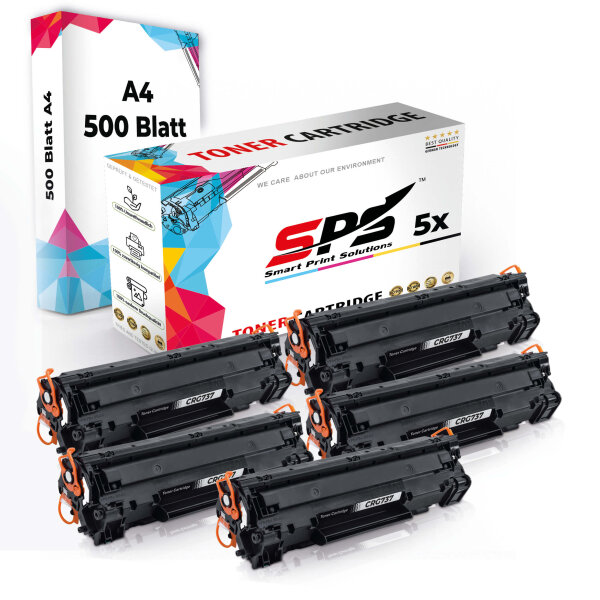 Druckerpapier A4 + 5x Multipack Set Kompatibel für Canon i-SENSYS LBP-151 dw (9435B002/737) Toner Schwarz