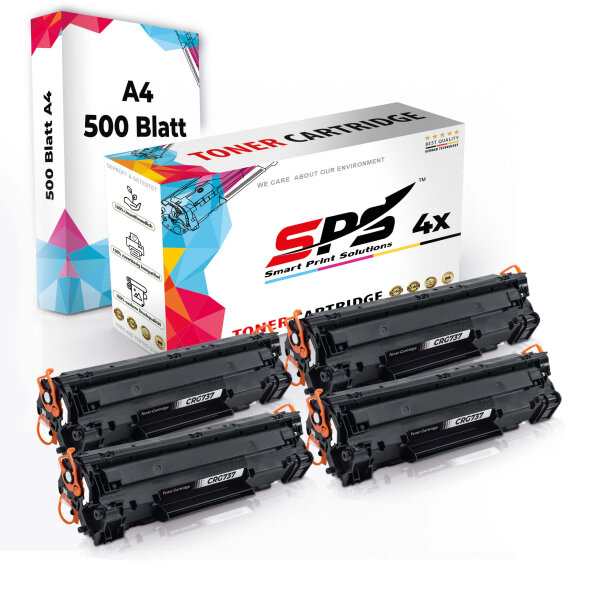 Druckerpapier A4 + 4x Multipack Set Kompatibel für Canon LBP-151 DW (9435B002/737) Toner Schwarz