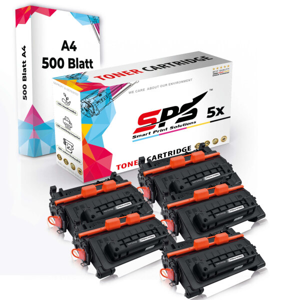 Druckerpapier A4 + 5x Multipack Set Kompatibel für HP Laserjet P 4011 (CC364A/64A) Toner Schwarz