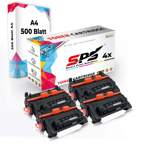 Druckerpapier A4 + 4x Multipack Set Kompatibel für HP LaserJet P 4014 (CC364A/64A) Toner Schwarz