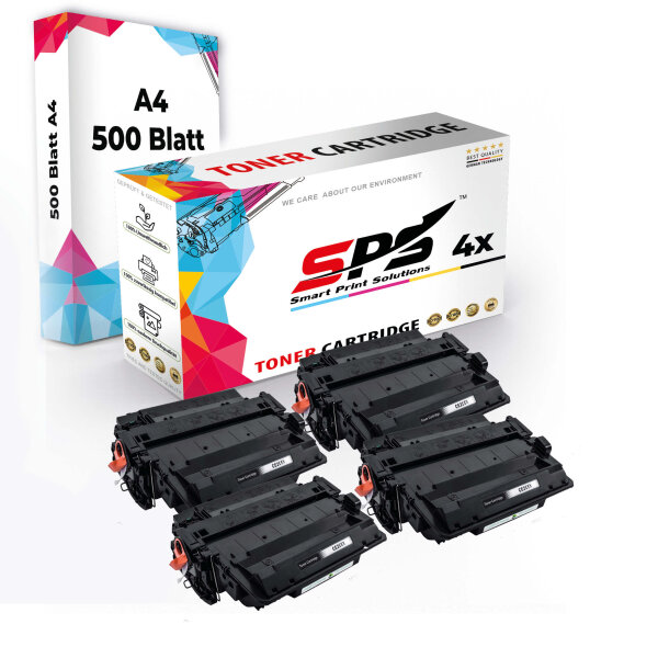 Druckerpapier A4 + 4x Multipack Set Kompatibel für Troy 3015 X MICR Secure Printer (CE255X/55X) Toner Schwarz