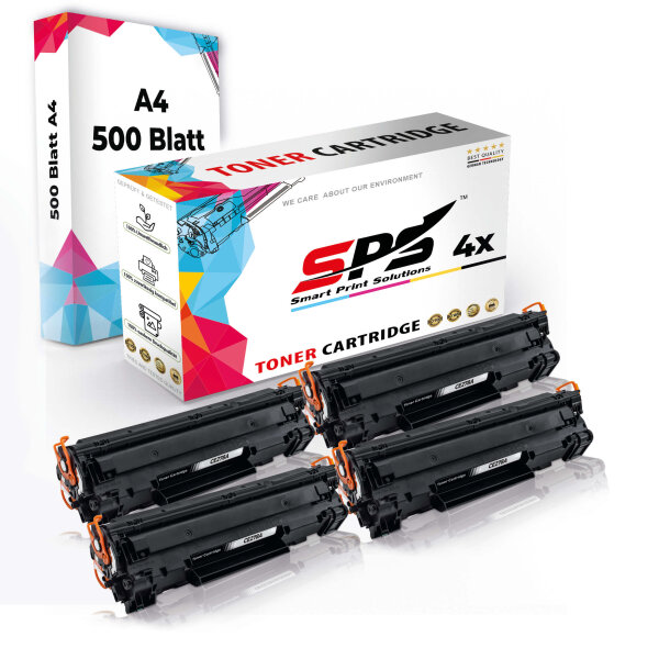 Druckerpapier A4 + 4x Multipack Set Kompatibel für HP Laserjet P 1566 (CE278A/78A) Toner Schwarz