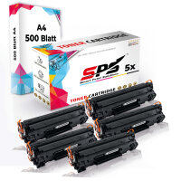 Druckerpapier A4 + 5x Multipack Set Kompatibel f&uuml;r HP LaserJet P 1109 w (CE285A/85A) Toner Schwarz