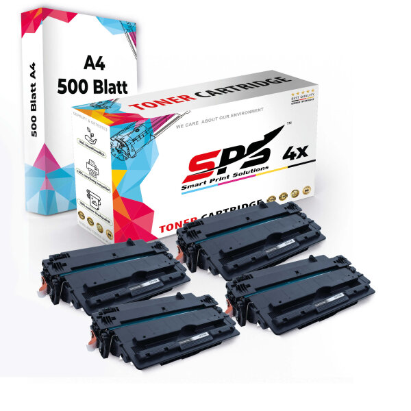 Druckerpapier A4 + 4x Multipack Set Kompatibel für HP LaserJet Enterprise 700 MFP M 725 f (CF214A/14A) Toner Schwarz