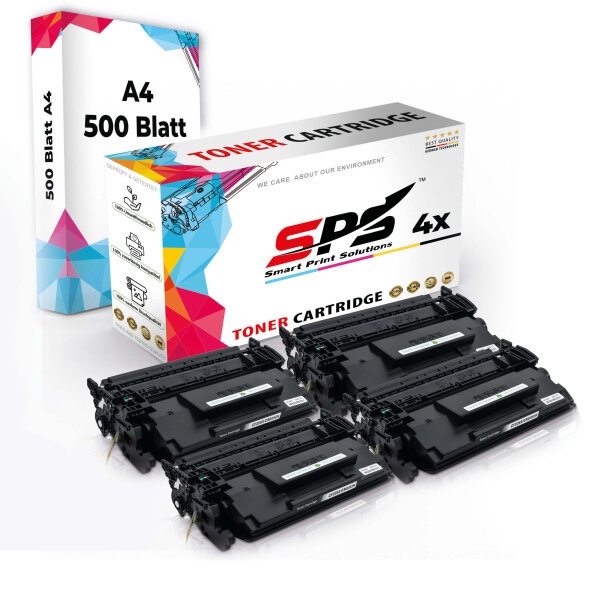 Druckerpapier A4 + 4x Multipack Set Kompatibel für HP Laserjet Pro M 402 (CF226X/26X) Toner Schwarz