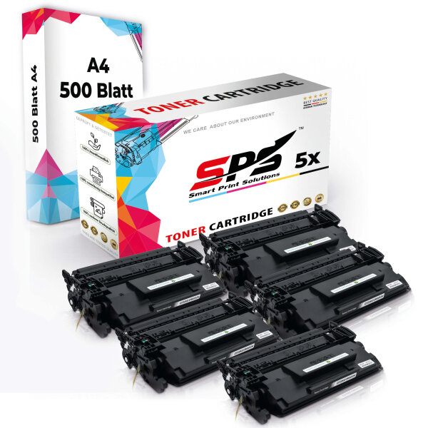 Druckerpapier A4 + 5x Multipack Set Kompatibel für HP Laserjet Pro M 402 (CF226X/26X) Toner Schwarz