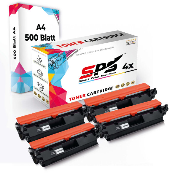 Druckerpapier A4 + 4x Multipack Set Kompatibel für HP LaserJet Pro M 203 dn (CF230A/30A) Toner Schwarz