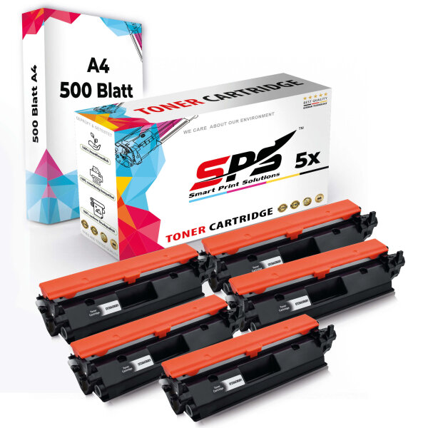 Druckerpapier A4 + 5x Multipack Set Kompatibel für HP LaserJet Pro M 203 Series (CF230A/30A) Toner Schwarz