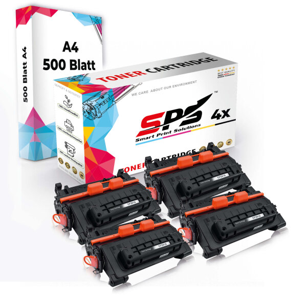 Druckerpapier A4 + 4x Multipack Set Kompatibel für HP LaserJet Enterprise M 630 hm (CF281A/81A) Toner Schwarz