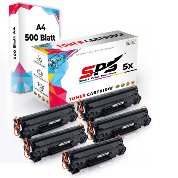 Druckerpapier A4 + 5x Multipack Set Kompatibel für HP LaserJet Pro MFP M 125 a (CF283A/83A) Toner Schwarz