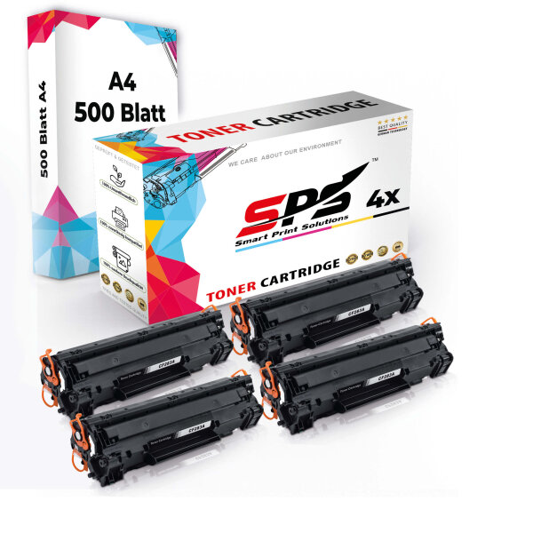 Druckerpapier A4 + 4x Multipack Set Kompatibel für HP LaserJet Pro MFP M 125 rnw (CF283A/83A) Toner Schwarz