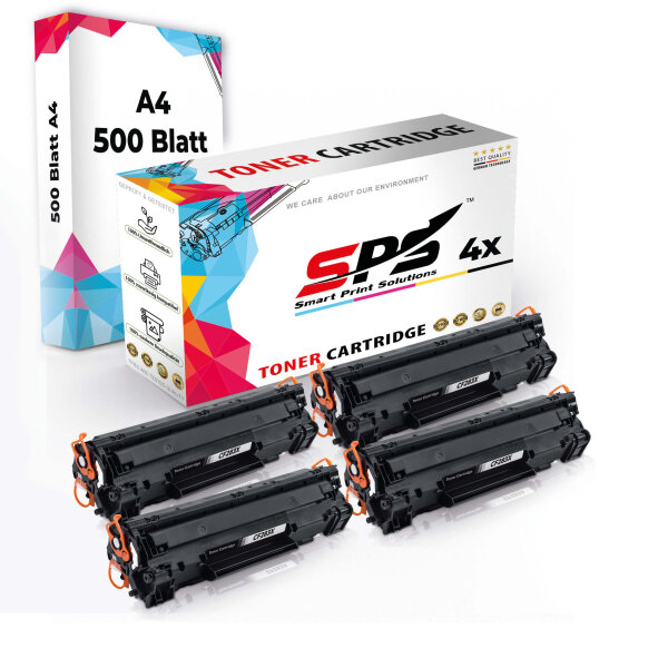 Druckerpapier A4 + 4x Multipack Set Kompatibel für HP Laserjet Pro M 201 (CF283X) Toner Schwarz