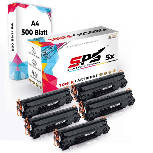 Druckerpapier A4 + 5x Multipack Set Kompatibel für HP Laserjet Pro M 201 N (CF283X) Toner Schwarz