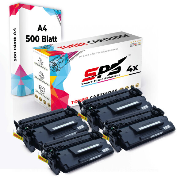 Druckerpapier A4 + 4x Multipack Set Kompatibel für HP Laserjet Enterprise M 506 (CF287A/87A) Toner Schwarz