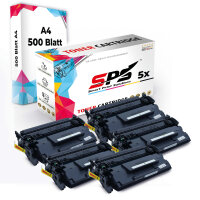 Druckerpapier A4 + 5x Multipack Set Kompatibel für HP LaserJet Managed M 506 xm (CF287A/87A) Toner Schwarz