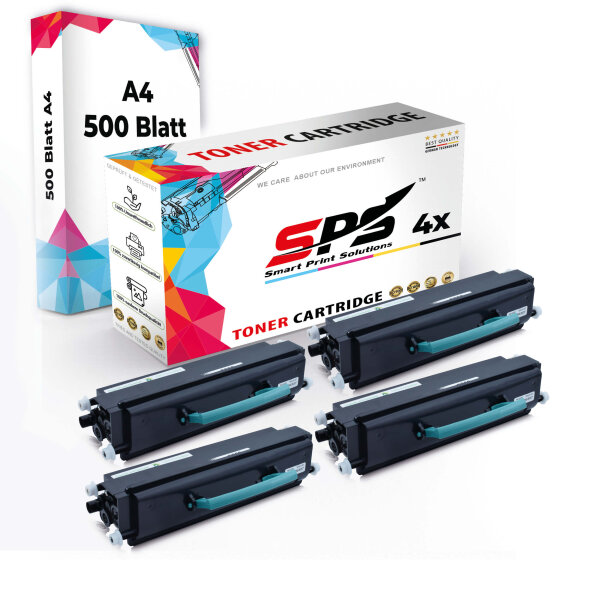 Druckerpapier A4 + 4x Multipack Set Kompatibel für Lexmark E 250 (E250A21E) Toner Schwarz