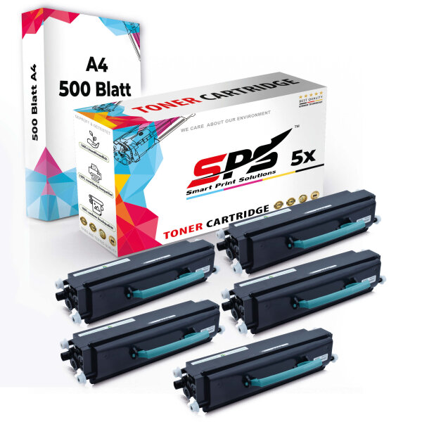 Druckerpapier A4 + 5x Multipack Set Kompatibel für Lexmark E 350 (E250A21E) Toner Schwarz