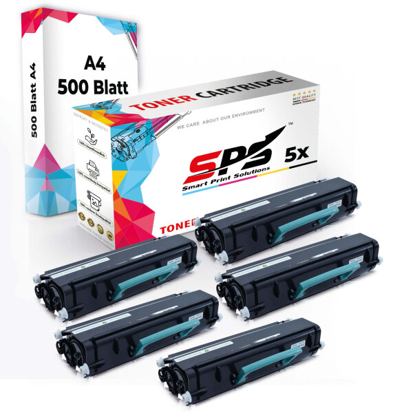 Druckerpapier A4 + 5x Multipack Set Kompatibel für Lexmark E 460 (E260A21E) Toner Schwarz